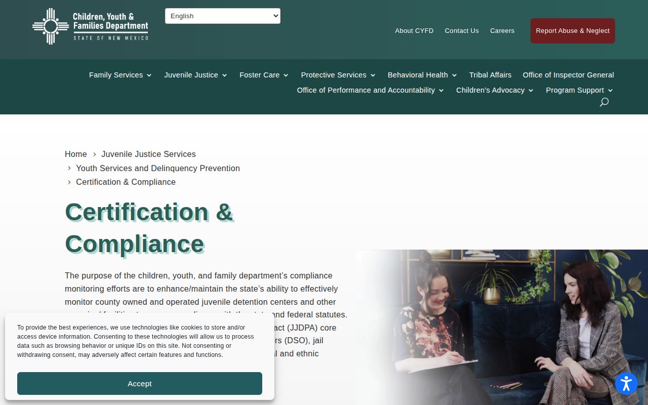 Doña Ana County Juvenile Detention Center release confidentiality and CYFD certification