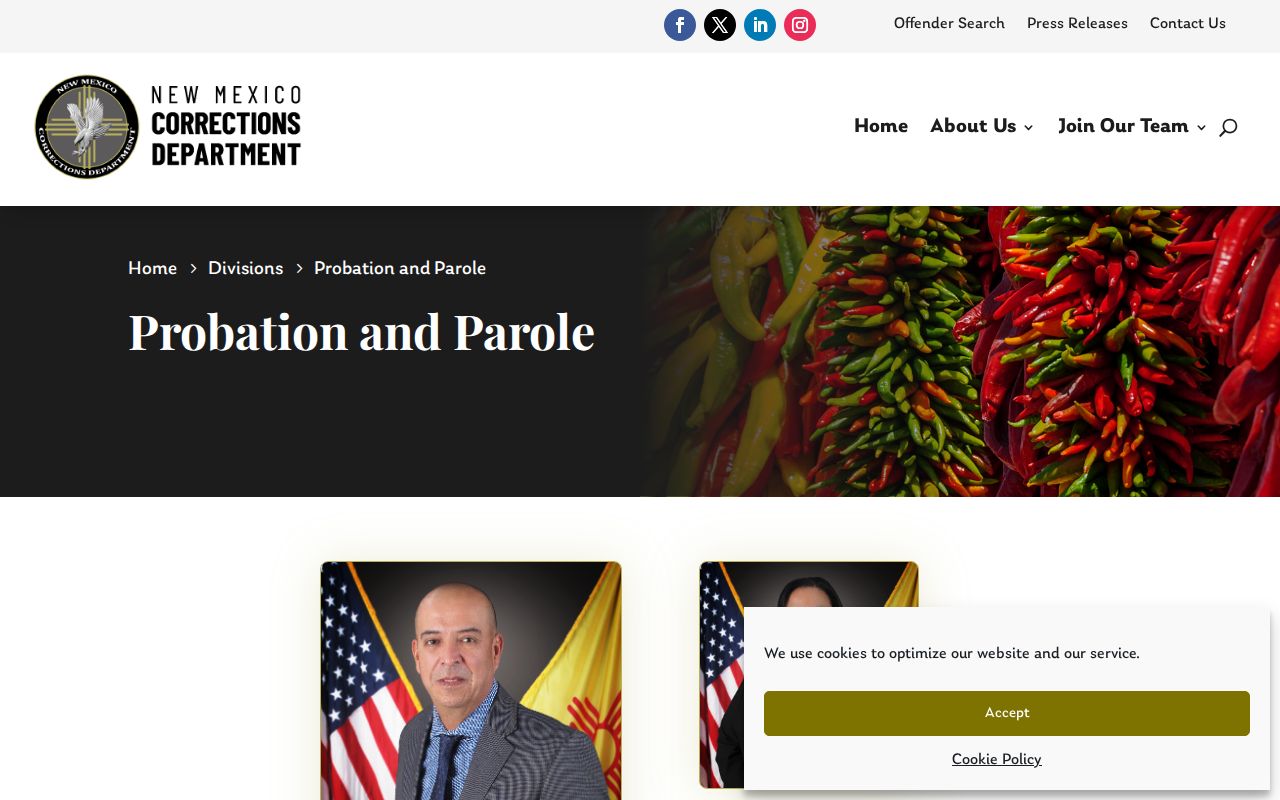 Doña Ana County parole and probation NMCD division page