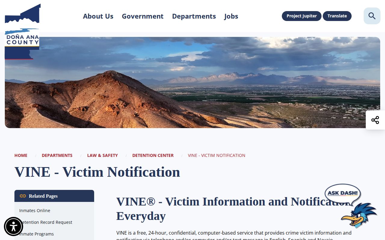 Doña Ana County VINELink inmate release notification information